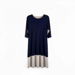 Weekend Max Mara Ostenda Panelled Knit Dress Navy Ecru Quiet Luxury